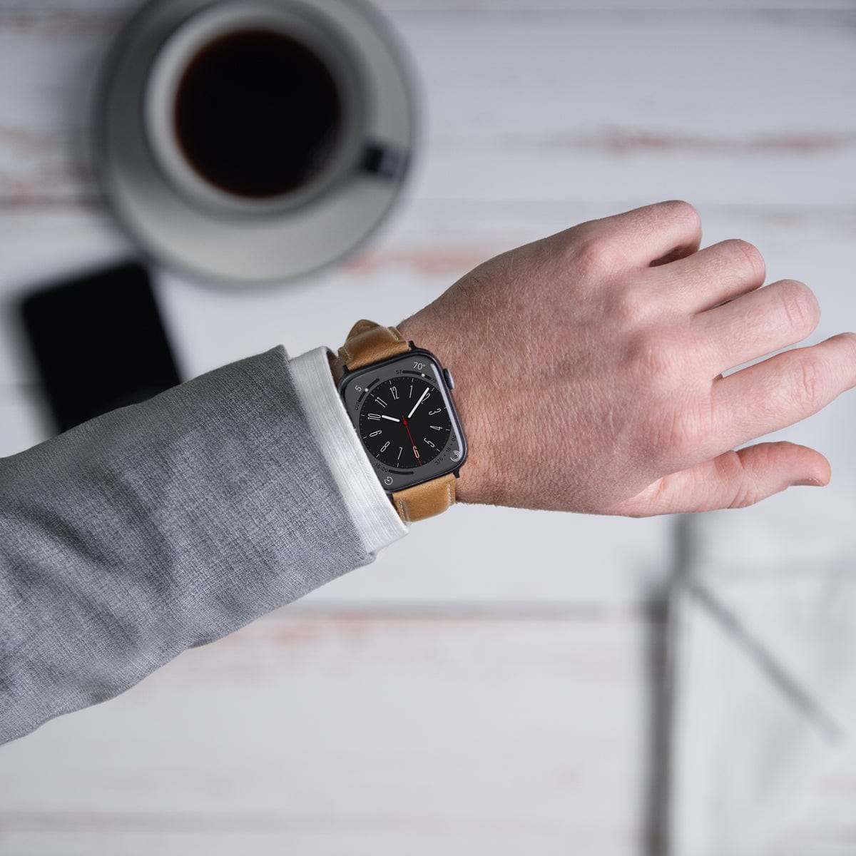 Apple Watch Leather Camel Tan/Natural/Space Gray Archer Watch Straps