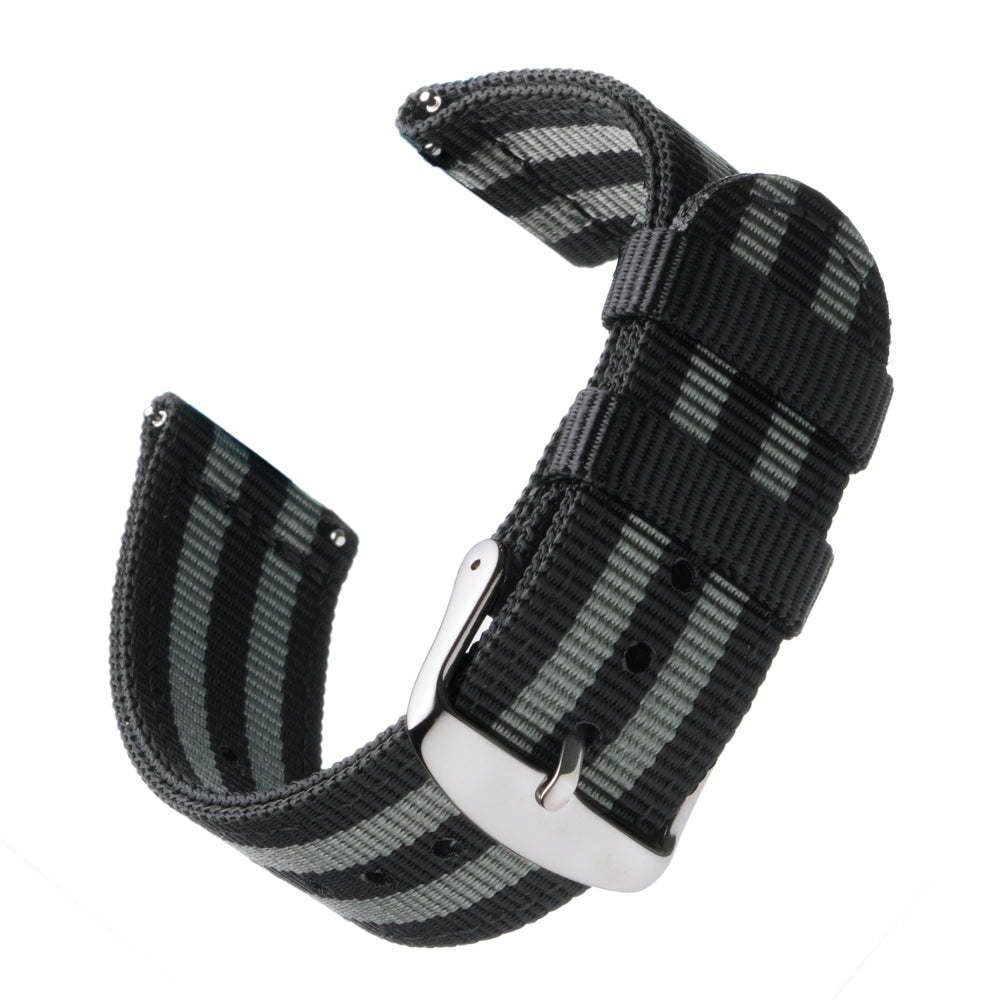 Quick Release Nylon Watch Band Black and Gray James Bond
