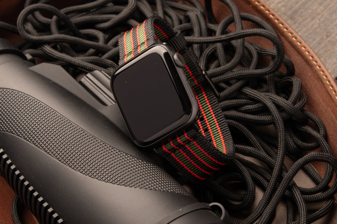 Apple Watch Nylon Watch Band - Black, Red, Green/Black