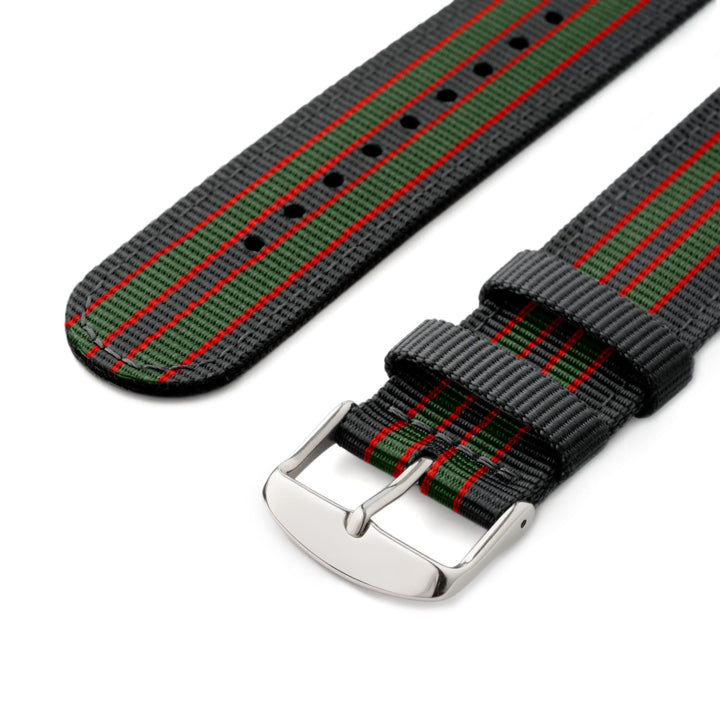 Quick Release Nylon Watch Band - Black/Red/Green – alternate view