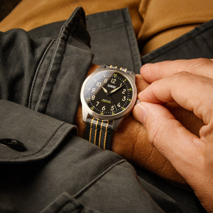 Quick Release Nylon Watch Band - Black/Gray/Gold