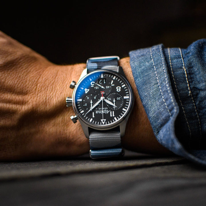 Classic Military Style Nylon Watch Band - Blue Camo