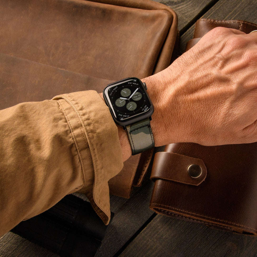 Apple Watch Nylon Watch Band - Green Camo/Black