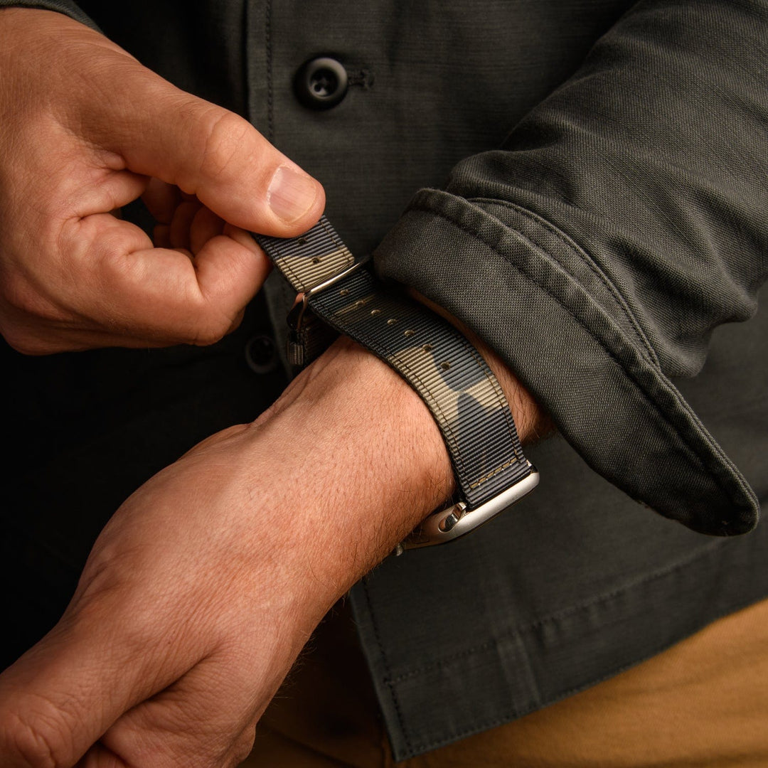 Apple Watch Nylon Watch Band - Green Camo/Stainless