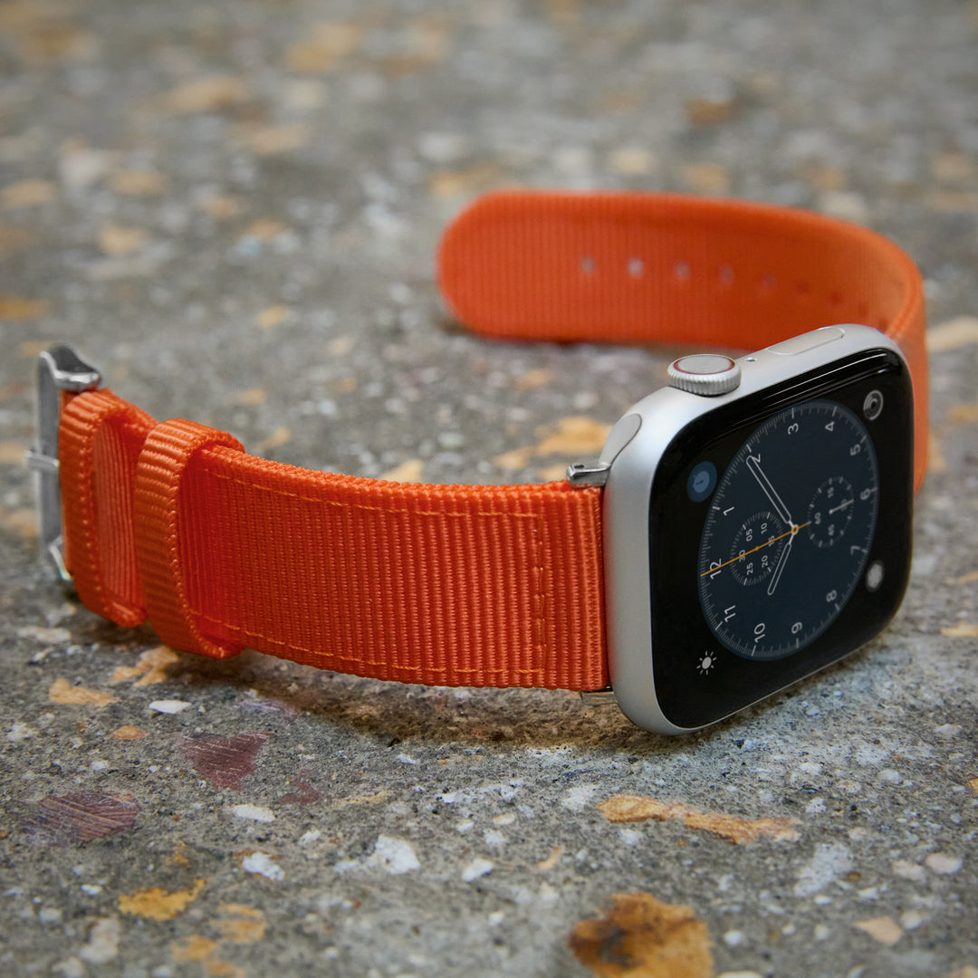 Apple Watch Nylon Watch Band - Orange/Stainless