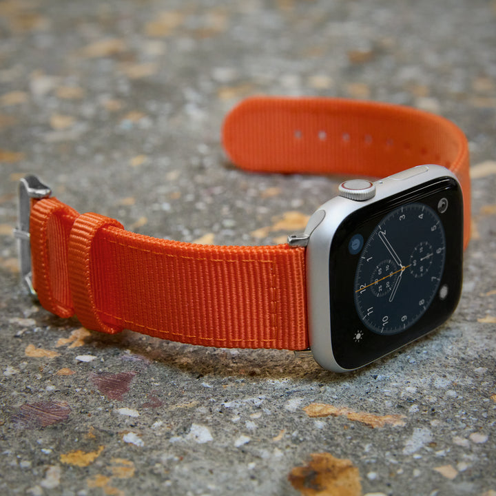 Apple Watch Nylon Watch Band - Orange/Stainless
