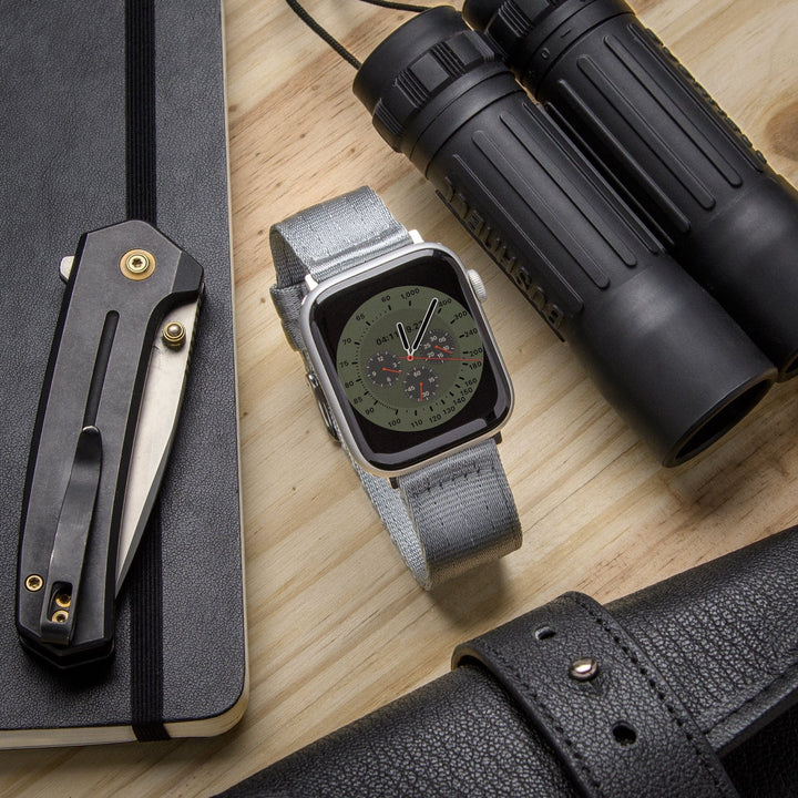 Apple Watch Seat Belt Nylon Watch Band - Gray/Stainless