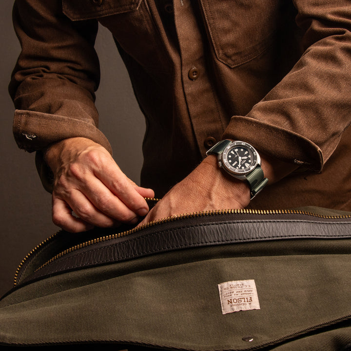 Classic Military Style Nylon Watch Band - Green Camo