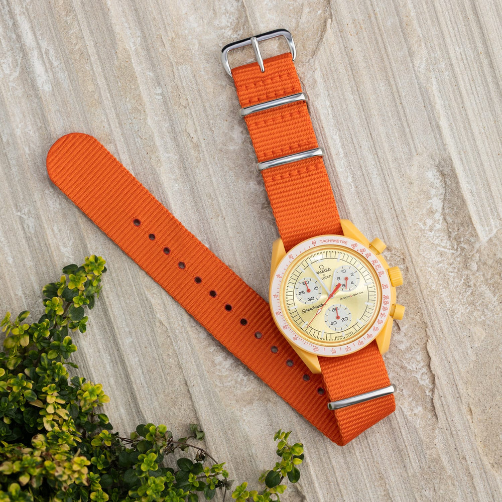Classic Military Style Nylon Watch Band - Orange – lifestyle photo