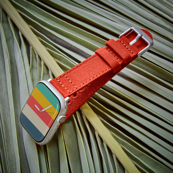 Apple Watch Canvas Watch Band - Tangelo Orange/Silver Aluminum