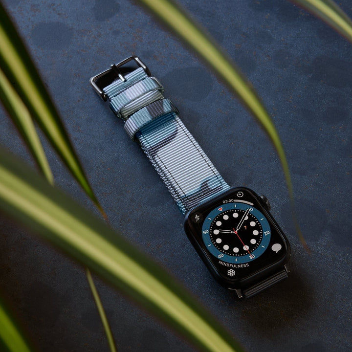 Apple Watch Nylon Watch Band - Blue Camo/Black