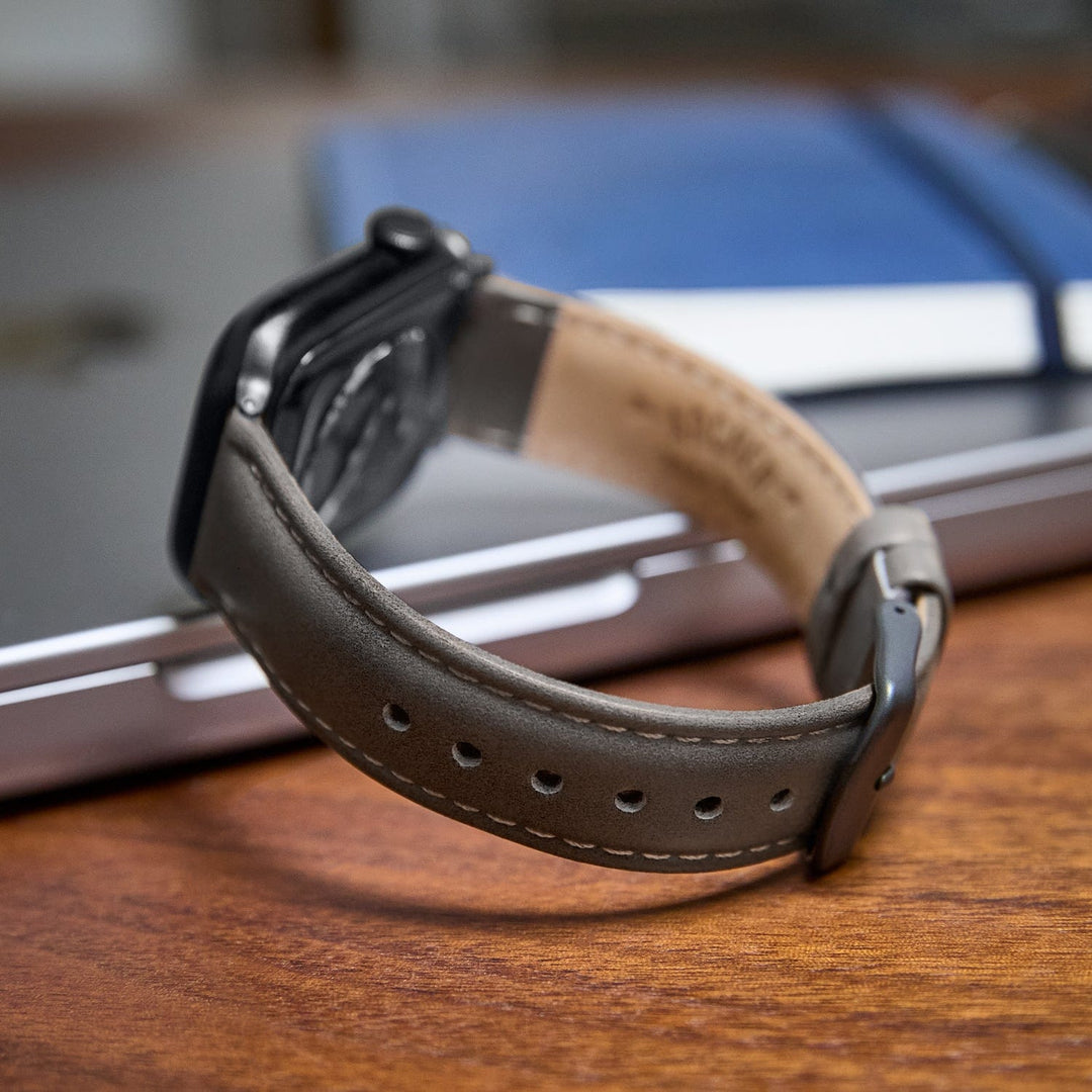 Apple Watch Leather Watch Band - Pewter Gray/Natural/Space Gray