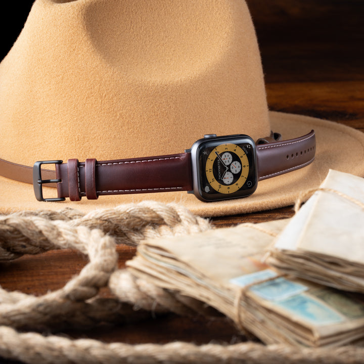 Apple Watch Leather Watch Band - Mahogany/Natural/Space Gray