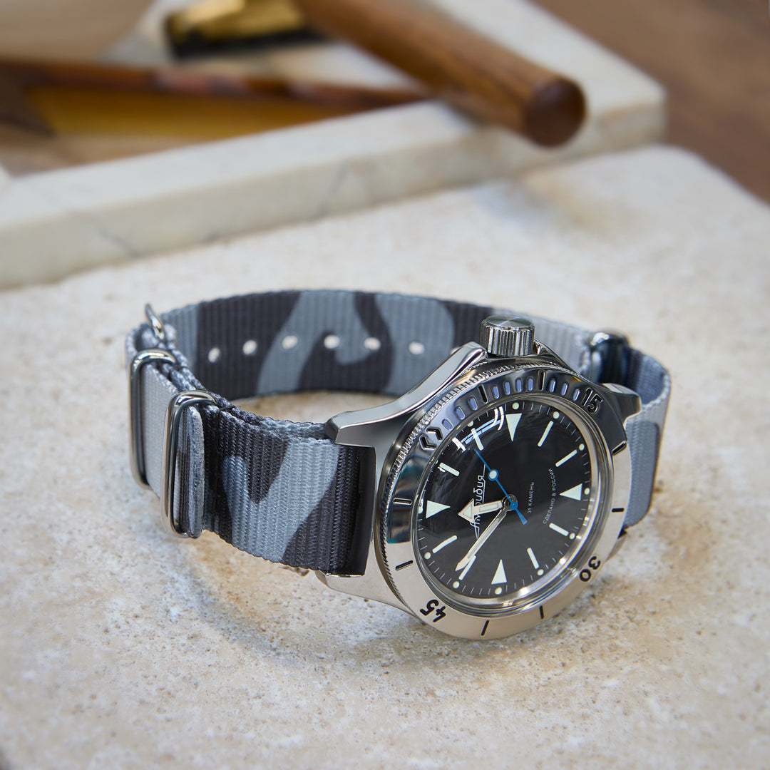 Classic Military Style Nylon Watch Band - Blue Camo