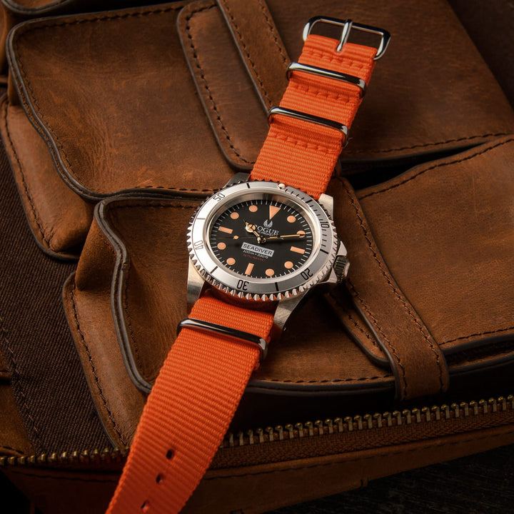 Classic Military Style Nylon Watch Band - Orange – lifestyle photo