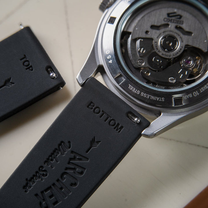 Quick Release Custom Fit Silicone Watch Band - Black