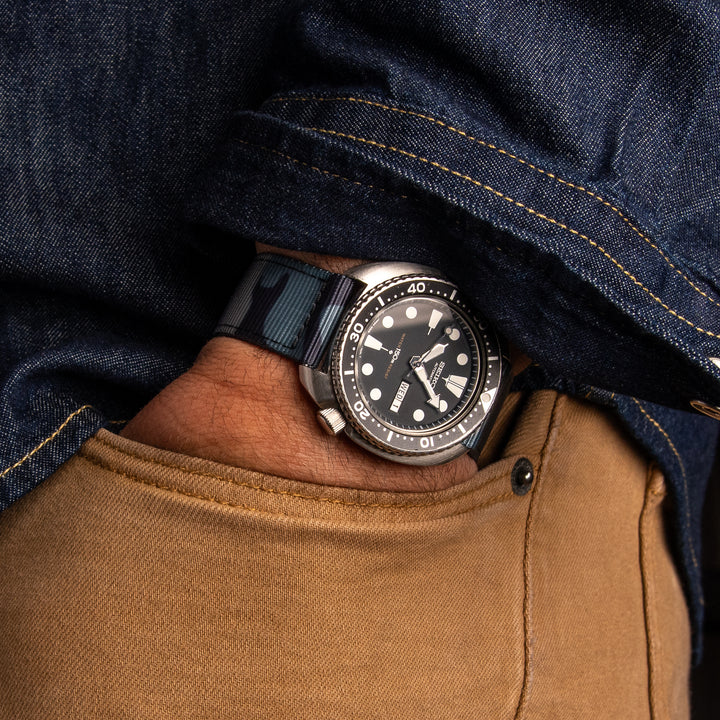 Quick Release Nylon Watch Band - Blue Camo
