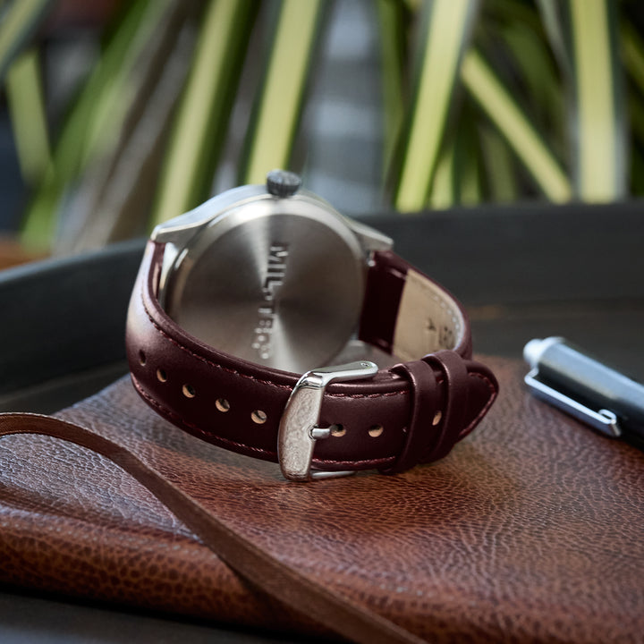 Quick Release Leather Watch Band - Mahogany/Matched
