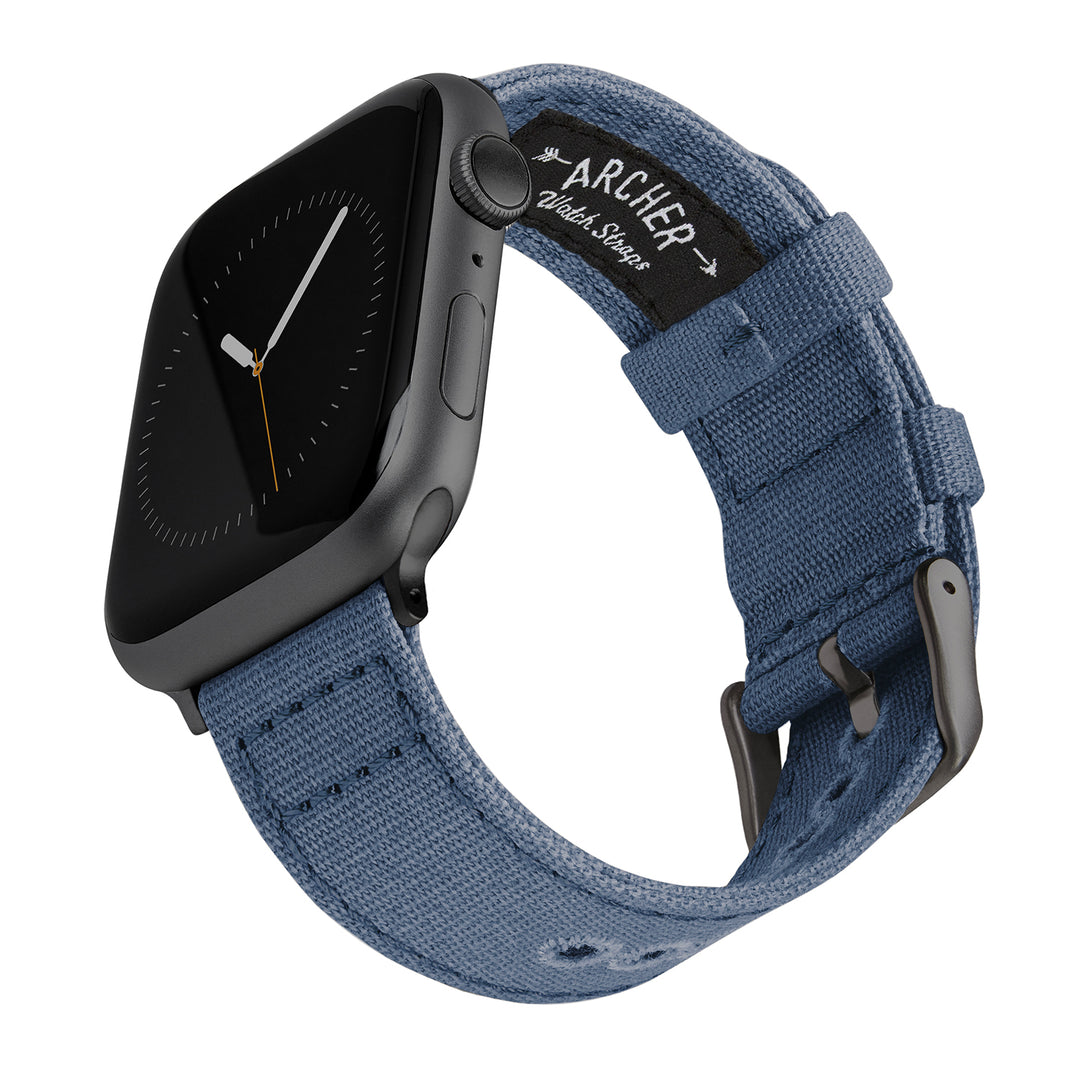 Apple Watch Canvas Watch Band - Classic Denim Blue/Space Gray – main product photo