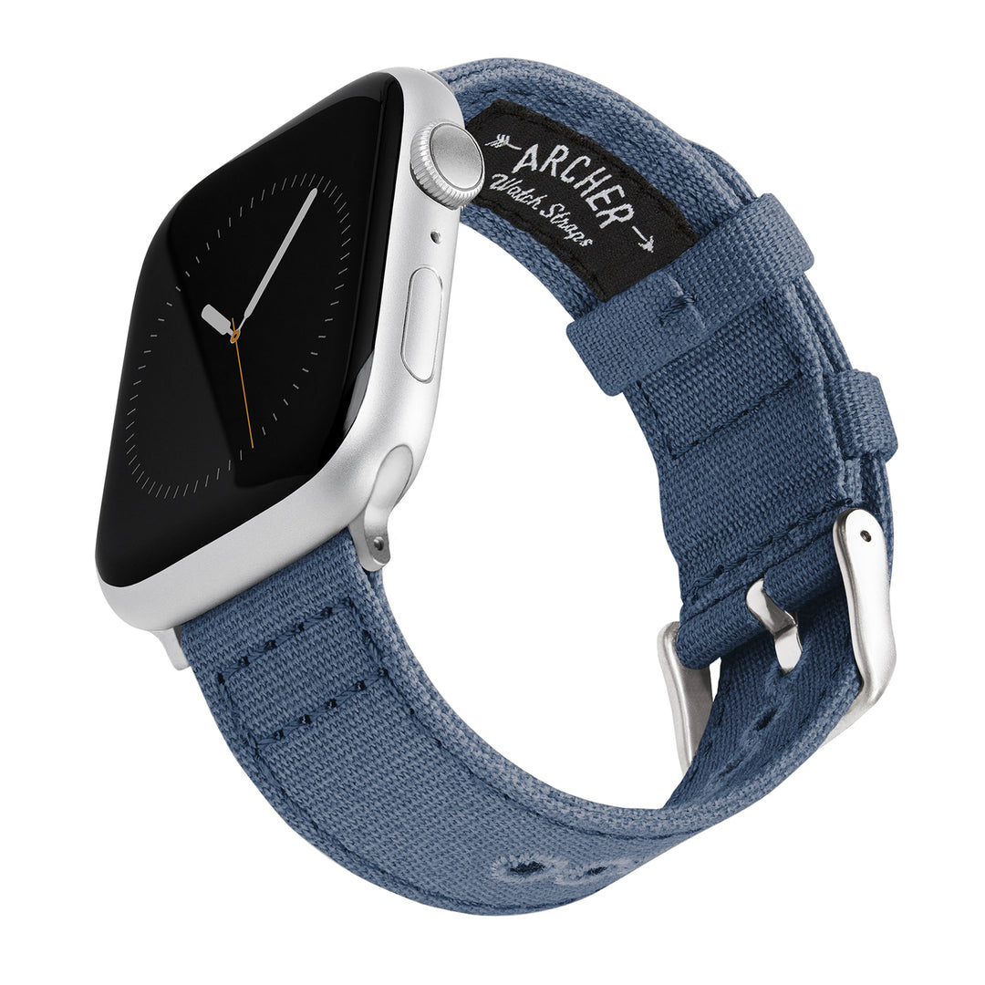 Apple Watch Canvas Watch Band - Classic Denim Blue/Silver Aluminum – main product photo
