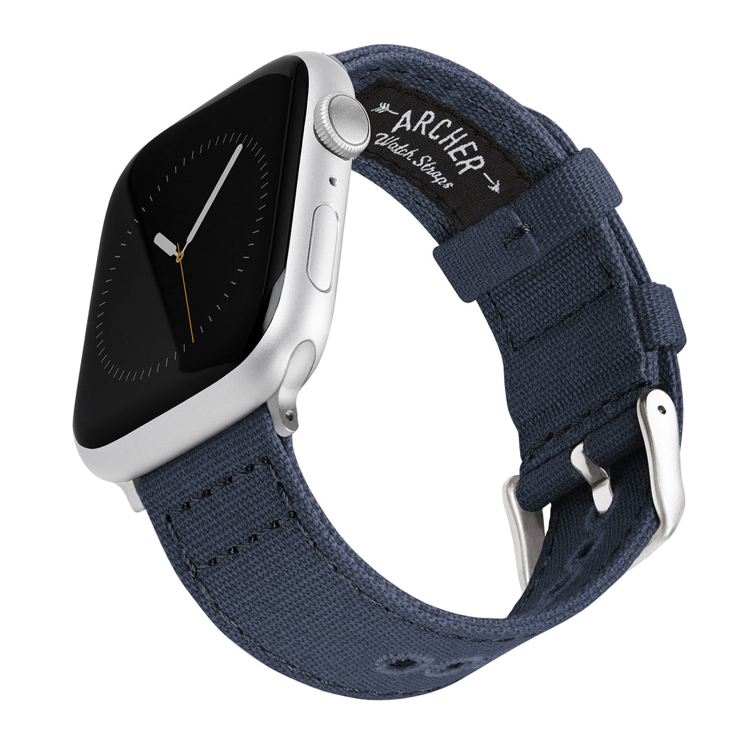 Apple Watch Canvas Watch Band - Navy Blue/Silver Aluminum – main product photo