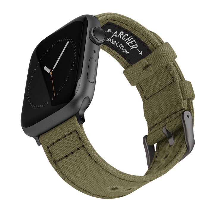 Apple Watch Canvas Watch Band - Faded Olive/Space Gray – main product photo