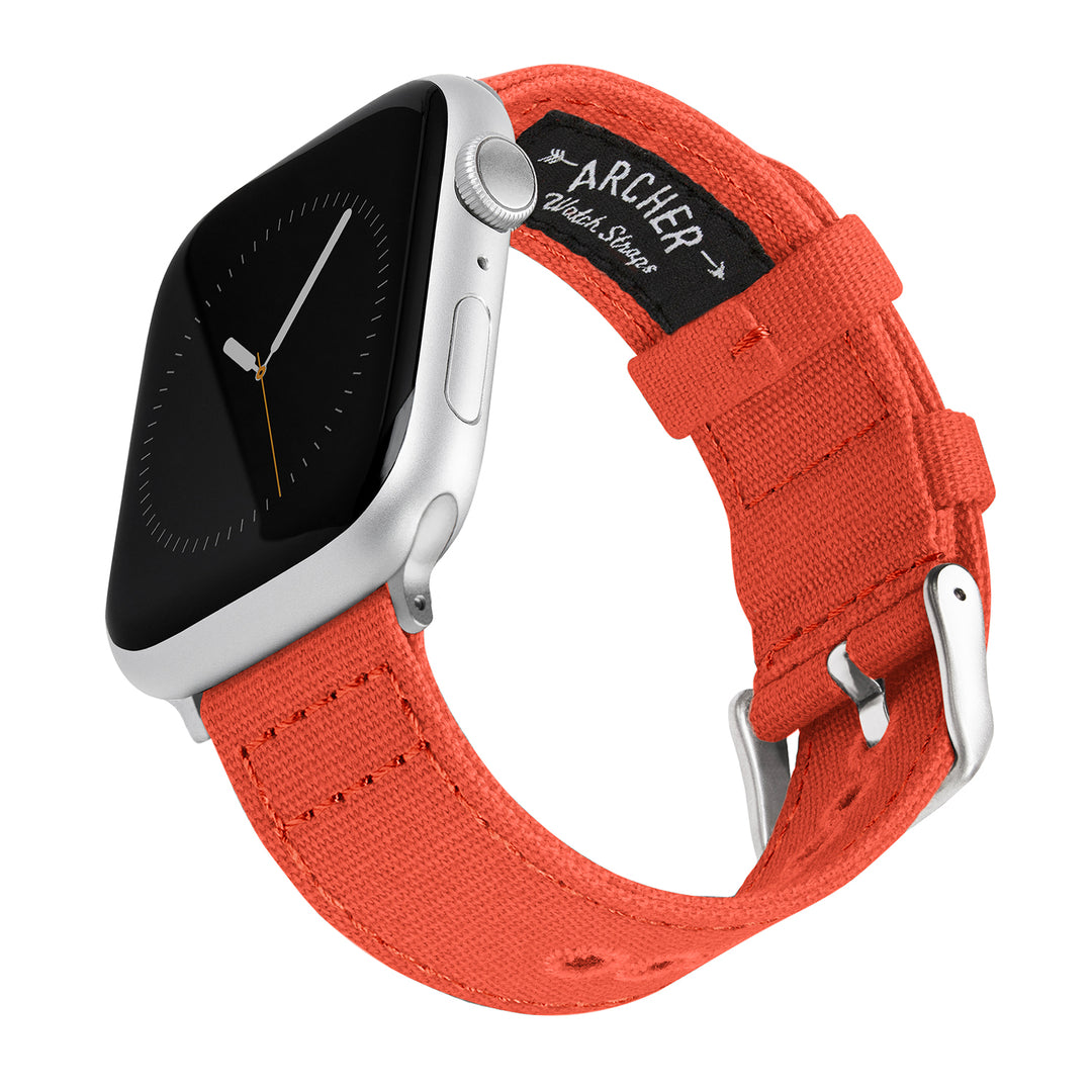 Apple Watch Canvas Watch Band - Tangelo Orange/Silver Aluminum – main product photo