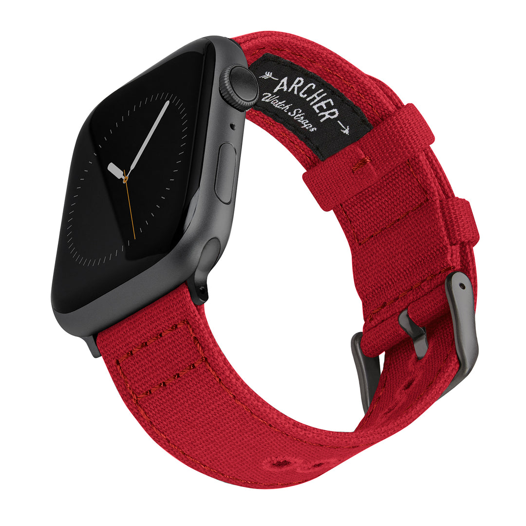 Apple Watch Canvas Watch Band - Carmine Red/Space Gray – main product photo