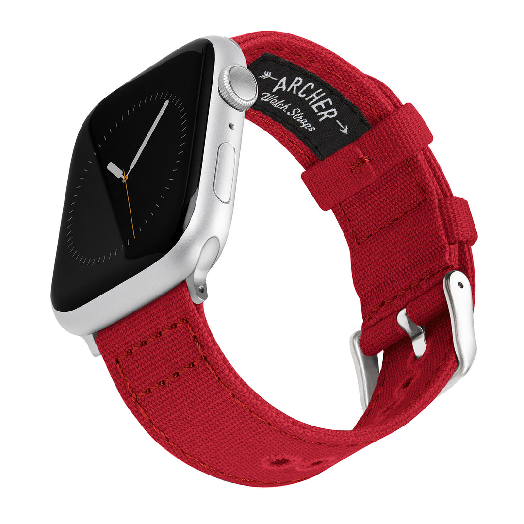 Apple Watch Canvas Watch Band - Carmine Red/Silver Aluminum – main product photo