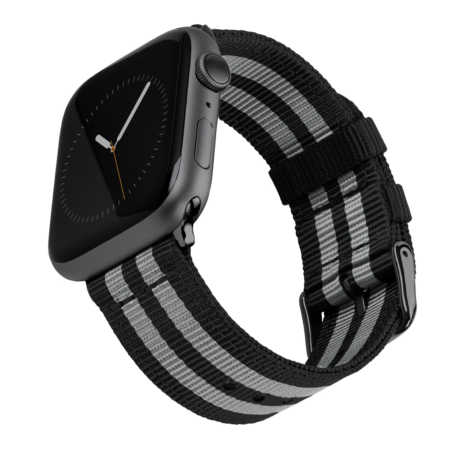 Apple Watch Nylon Watch Band - Black and Gray (James Bond)/Black