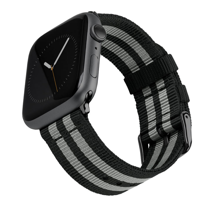 Apple Watch Nylon Watch Band in Black and Gray (James Bond)/Black – product shot
