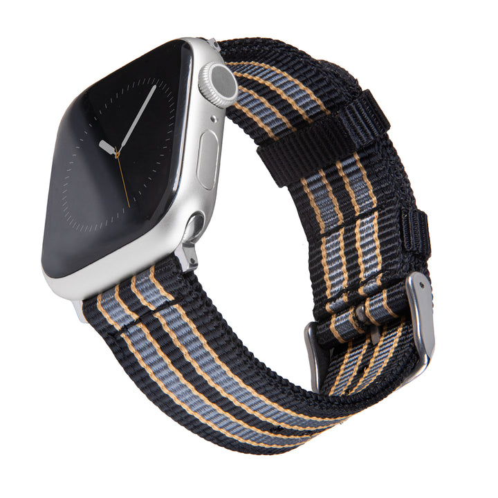 Apple Watch Nylon Watch Band - Black, Gray, Yellow/Stainless