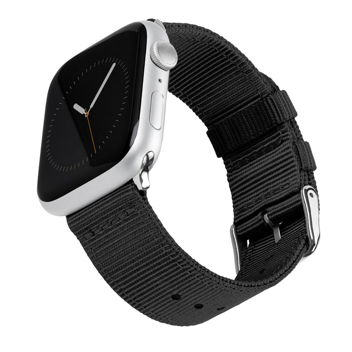 Apple Watch Nylon Watch Band in Black/Stainless – product shot