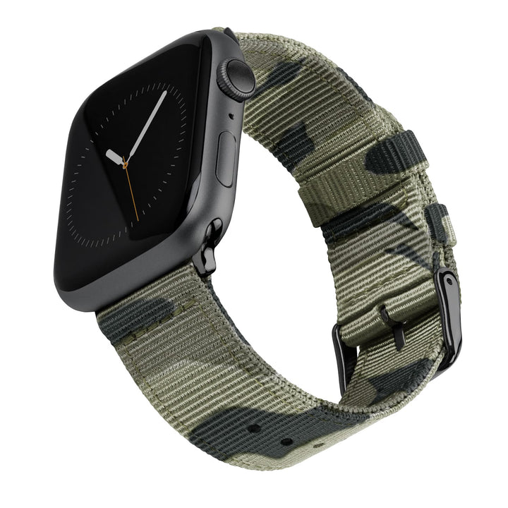 Apple Watch Nylon Watch Band in Green Camo/Black – product shot