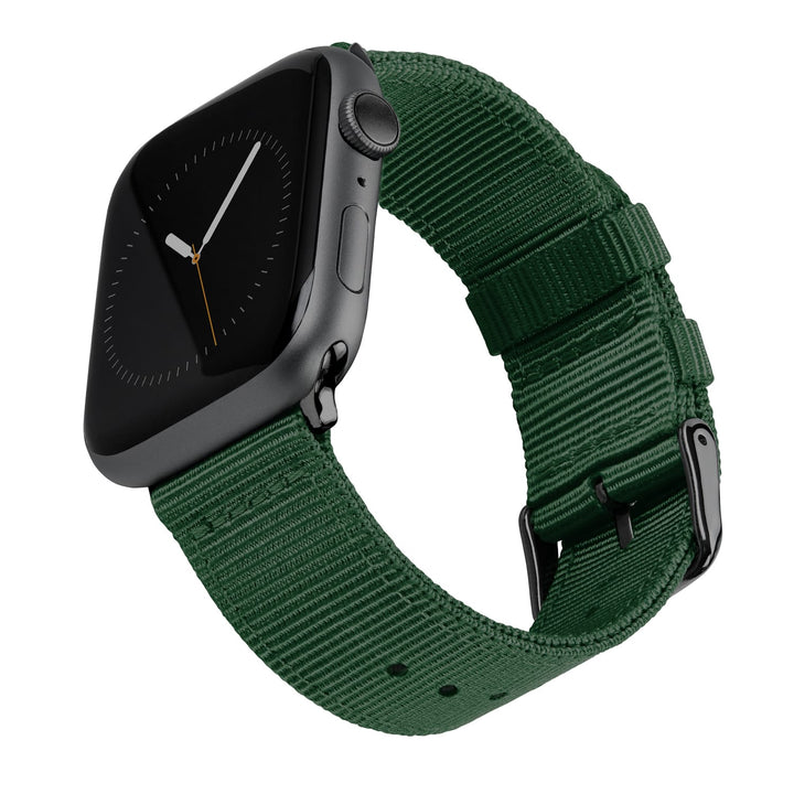 Apple Watch Nylon Watch Band in Forest Green/Black – product shot