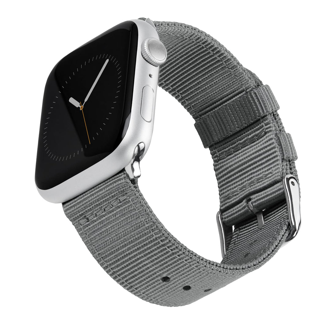 Apple Watch Nylon Watch Band in Gray/Stainless – product shot