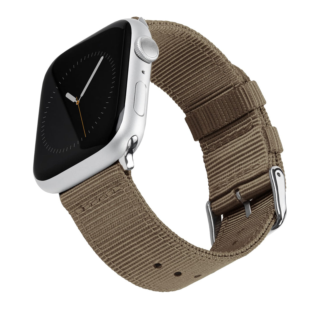 Apple Watch Nylon Watch Band in Khaki/Stainless – product shot