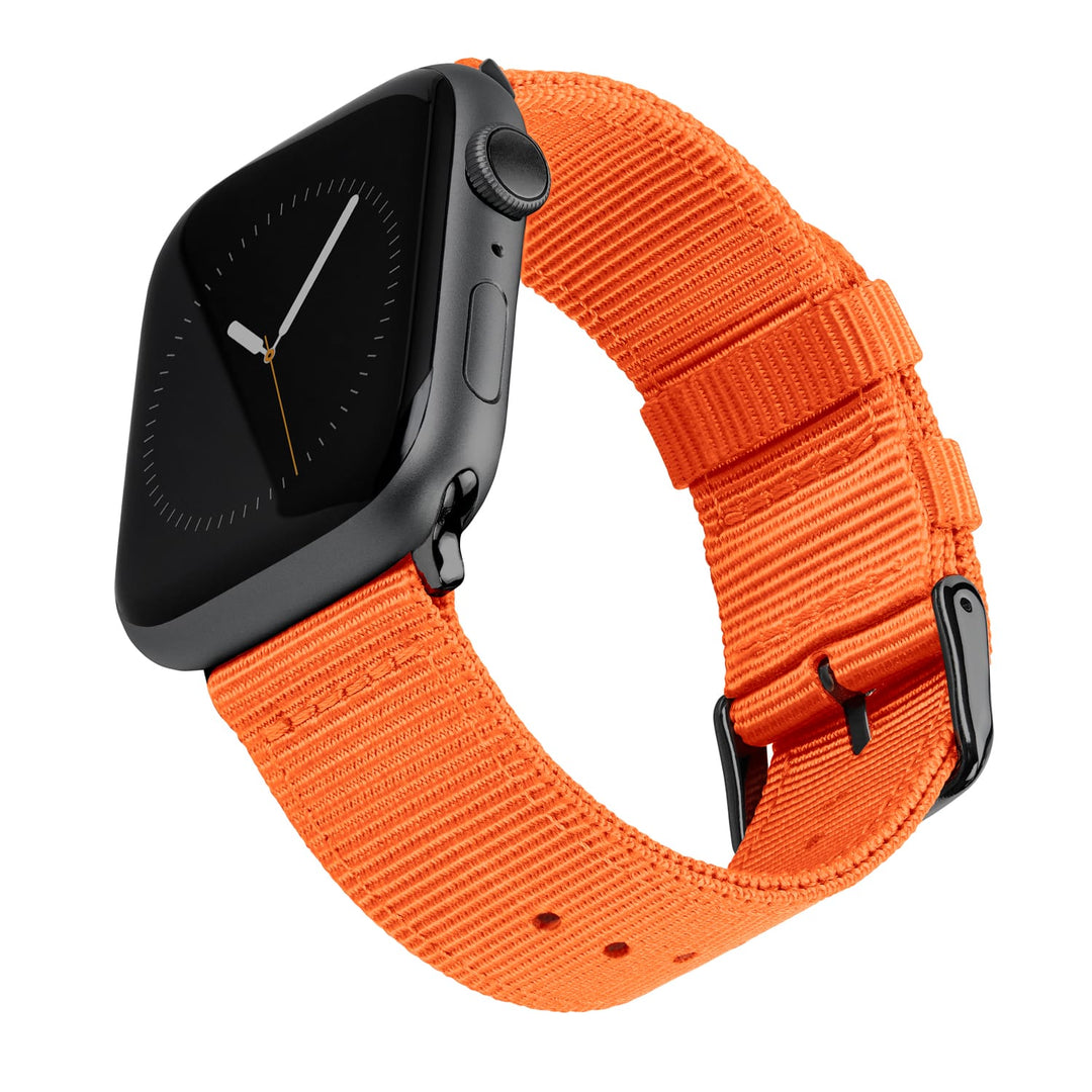 Apple Watch Nylon Watch Band in Orange/Black – product shot