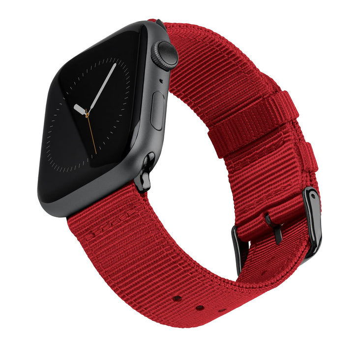 Apple Watch Nylon Watch Band in Red/Black – product shot
