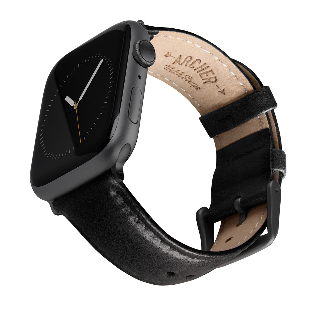 Apple Watch Leather Watch Band - Black/Matched/Space Gray – main product photo