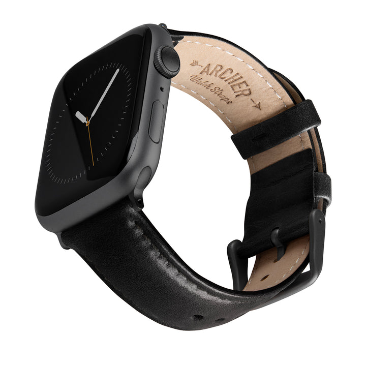 Apple Watch Leather Watch Band - Black/Matched/Space Gray – main product photo