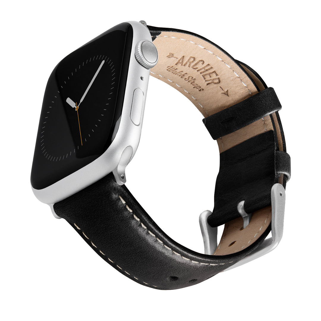 Apple Watch Leather Watch Band - Black/Natural/Silver Aluminum – main product photo