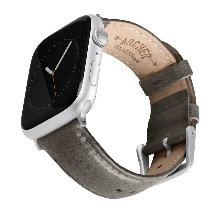 Apple Watch Leather Watch Band - Pewter Gray/Matched/Silver Aluminum – main product photo