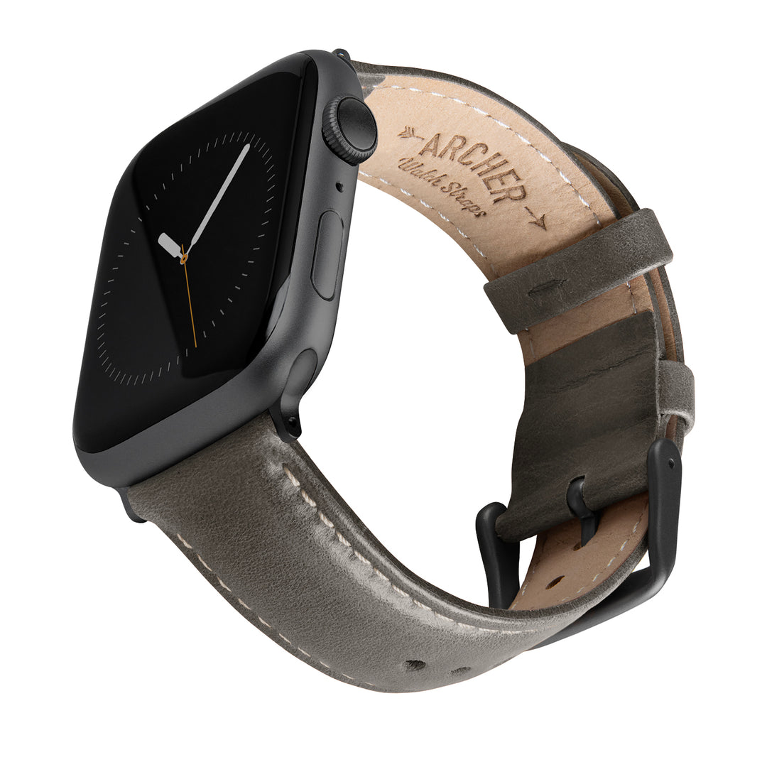 Apple Watch Leather Watch Band - Pewter Gray/Natural/Space Gray – main product photo