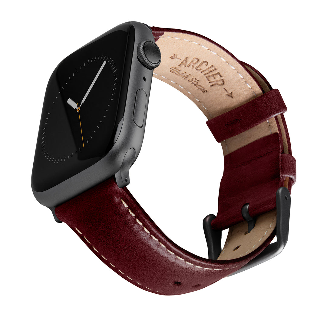Apple Watch Leather Watch Band - Mahogany/Natural/Space Gray – main product photo