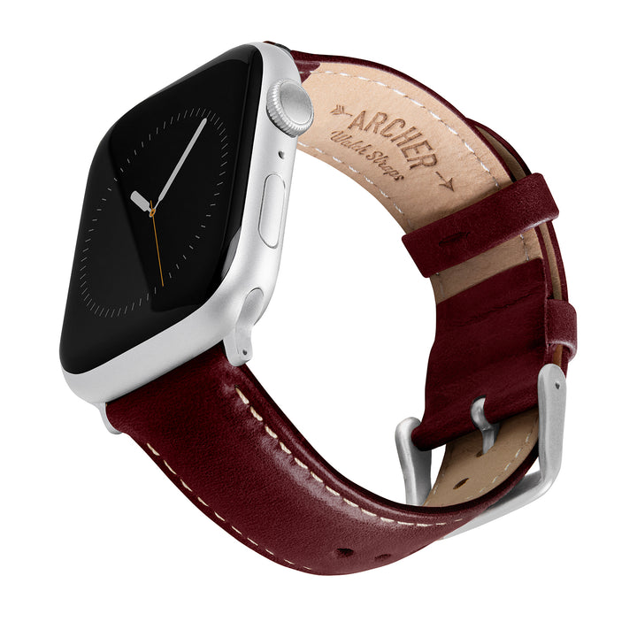 Apple Watch Leather Watch Band - Mahogany/Natural/Silver Aluminum – main product photo