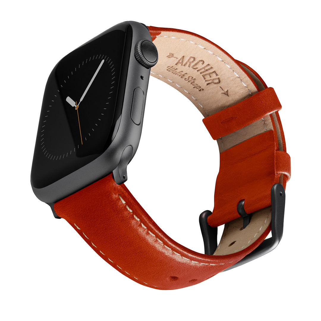 Apple Watch Leather Watch Band - Cognac/Natural/Space Gray – main product photo