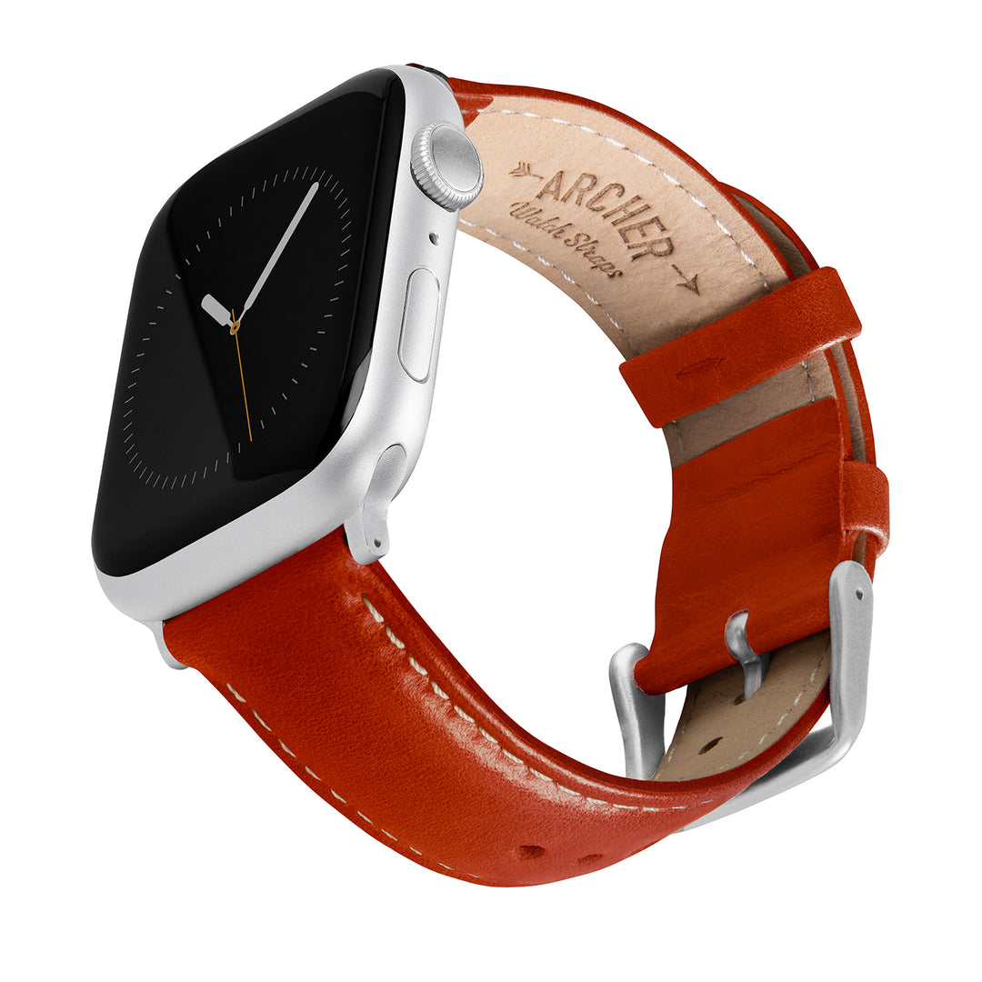 Apple Watch Leather Watch Band - Cognac/Natural/Silver Aluminum – main product photo