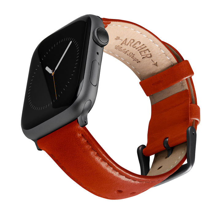 Apple Watch Leather Watch Band - Cognac/Matched/Space Gray – main product photo