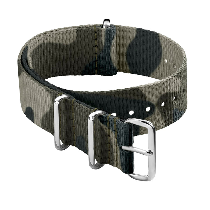 Classic Military Style Nylon Watch Band - Green Camo – main product photo